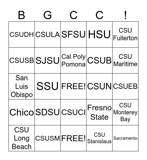 CSU System  Bingo Card