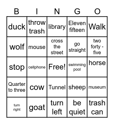 L33 Worksheet Bingo Card