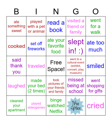 Welcome Back - Winter Break Bingo Card