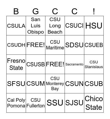 CSU System  Bingo Card