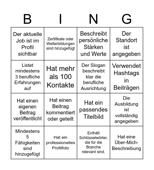 LinkedIn Bingo Card