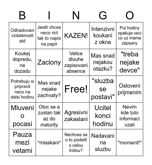 Dolezal bingo Card