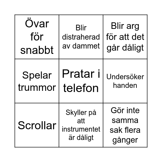 Vad gör han fel? Bingo Card