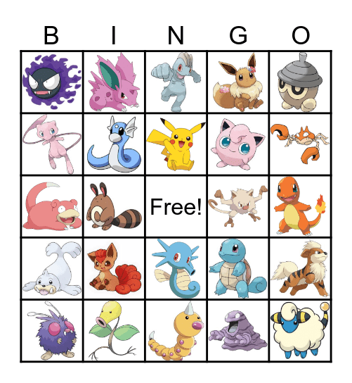 Pokemon Bingo Card