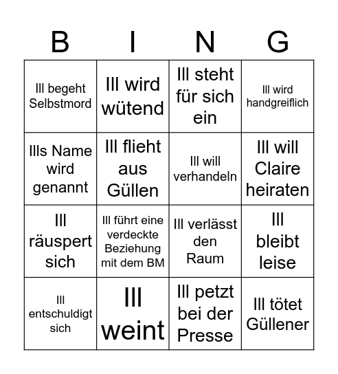 Güllen Bingo Card