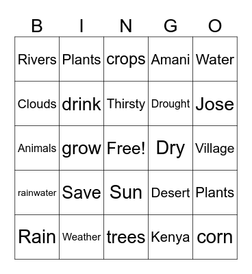 Drought Bingo Card