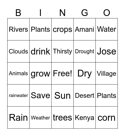 Drought Bingo Card