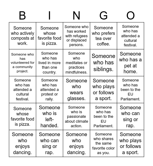 Human Bingo Card