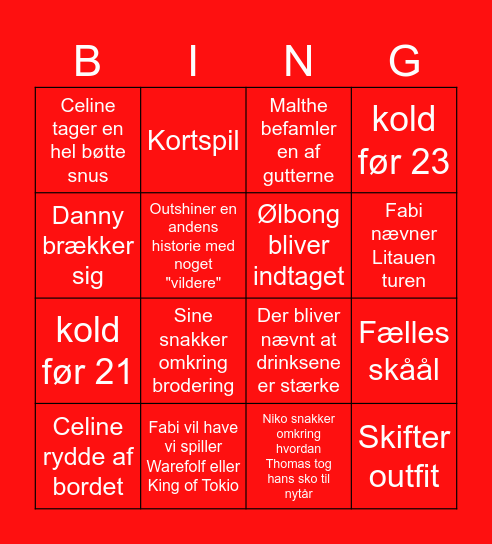 Julefrokost bingo extravaganza Bingo Card