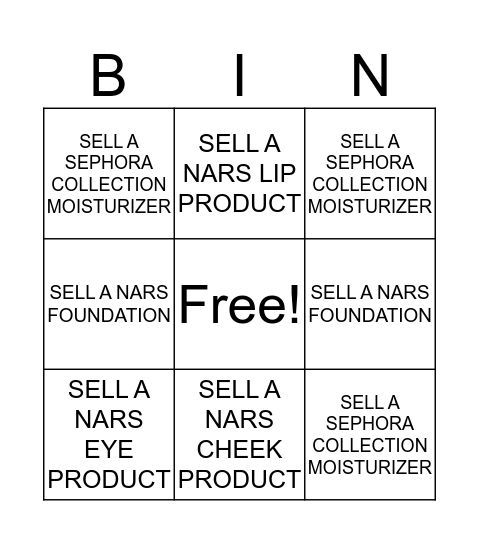 NARS STUDIO 54 Bingo Card