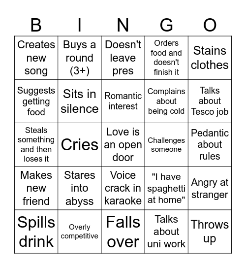 KT Bingo Card