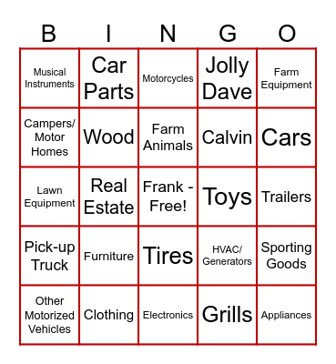 Tradin Post Bingo Card