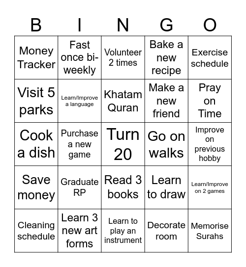 2025 Bingo Card