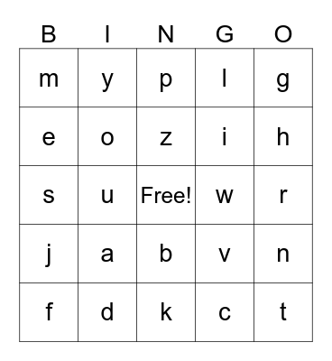 ABC Bingo Card