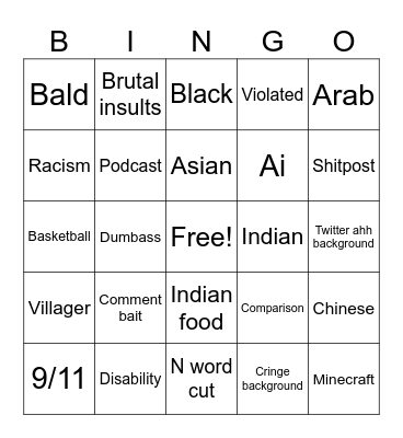 Instagram Bingo Card