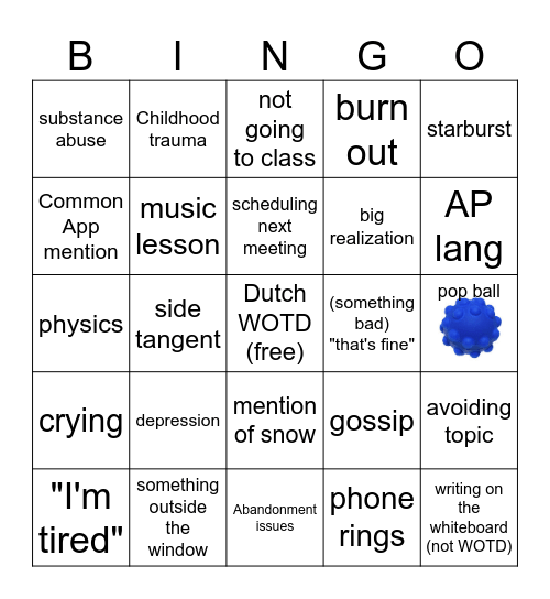 Guidance Bingo Card