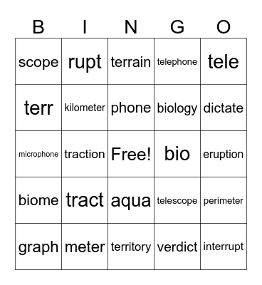 4th Grade Bingo: ROOTS Bingo Card