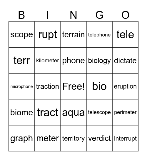 4th Grade Bingo: ROOTS Bingo Card