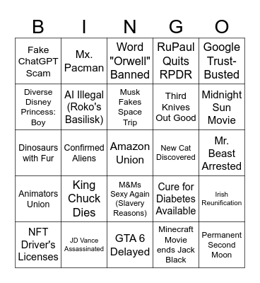 Ezra 2025 Predictions Bingo Card