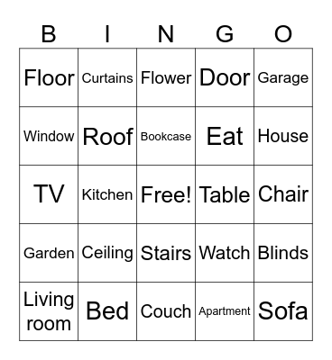 Parts of the House Bingo Card