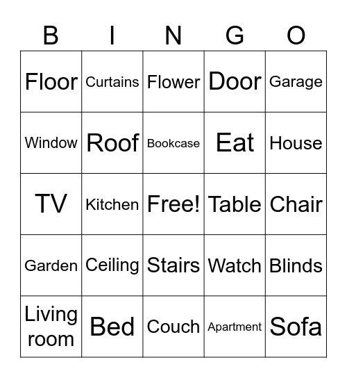 Parts of the House Bingo Card