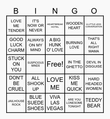 ELVIS BINGO Card