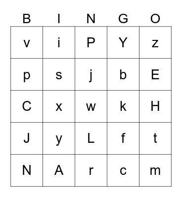 Alphabet bingo Card