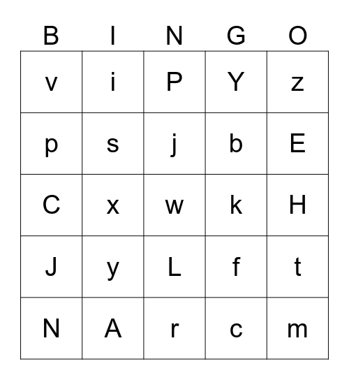 Alphabet bingo Card