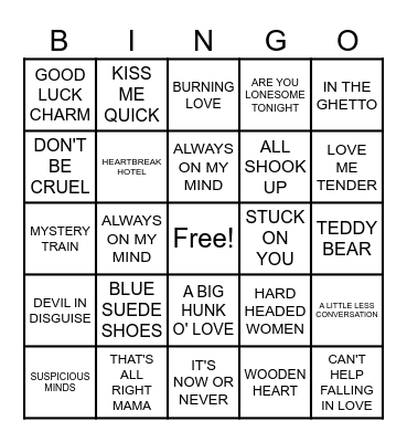 ELVIS BINGO Card
