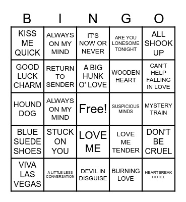 ELVIS BINGO Card