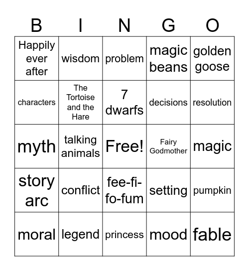 Fairytales Bingo Card