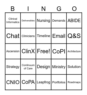 Clinical Experience Winter Celebration Bingo Card