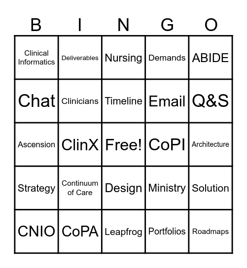 Clinical Experience Winter Celebration Bingo Card