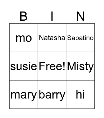 M Dance & Fitness Bingo Card