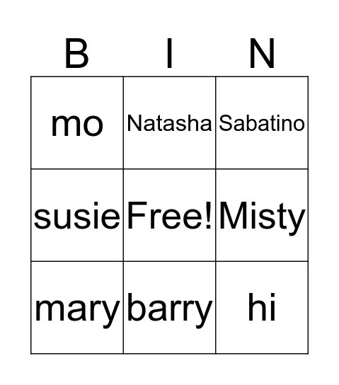M Dance & Fitness Bingo Card