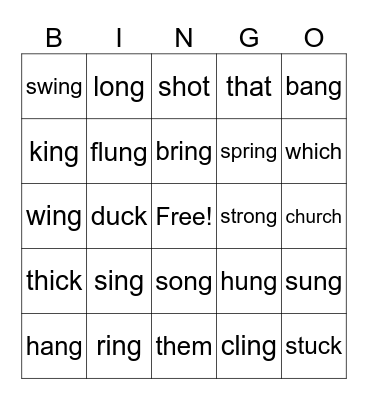 ng bingo Card