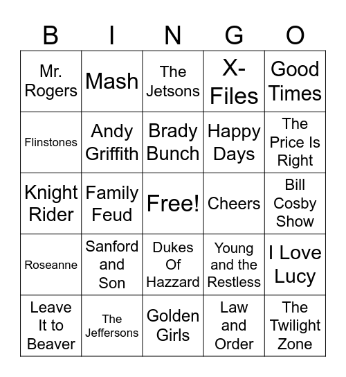 TV Show Bingo Card