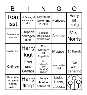 Harry Potter und der Stein der Weisen Bingo Card