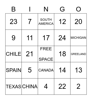 GEOGRAPHY  Bingo Card