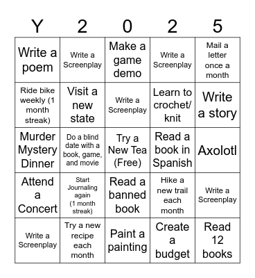 2025 Bingo Card