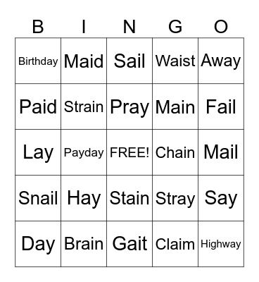 Ai, Ay bingo Card