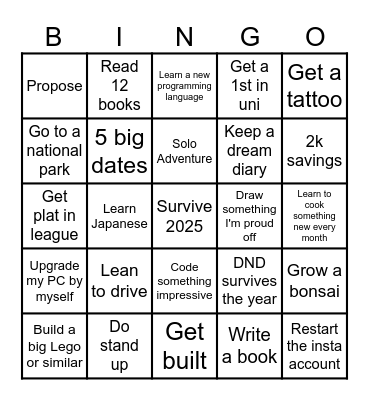 2025 Bingo Card