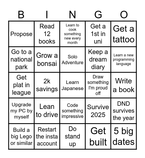 2025 Bingo Card
