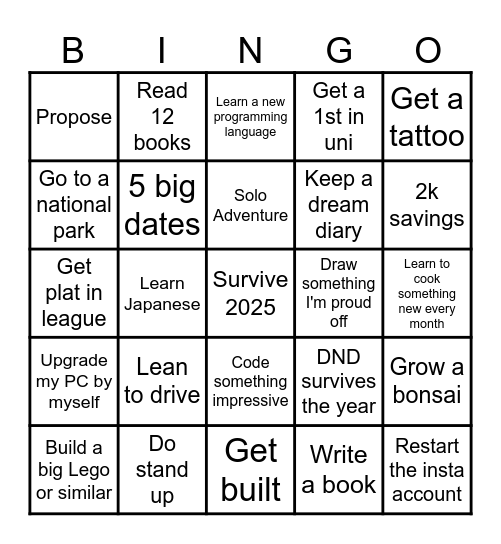 2025 Bingo Card