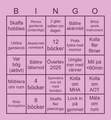2025 bingo🤩 Bingo Card