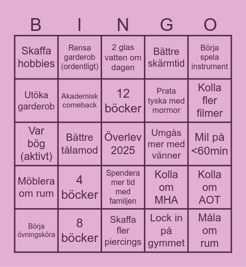 2025 bingo🤩 Bingo Card