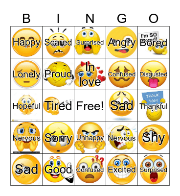 Feelings Bingo Card