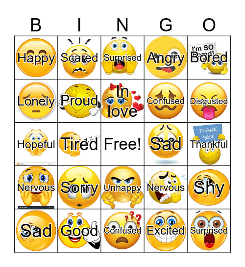 Feelings Bingo Card