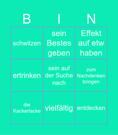 Mmm Bingo Card