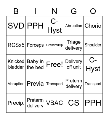 Brownfield’s Day Bingo Card